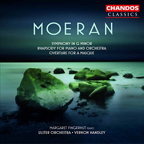 CD cover for Moeran’s “Symphony in G Minor” with coastal rocks image.
