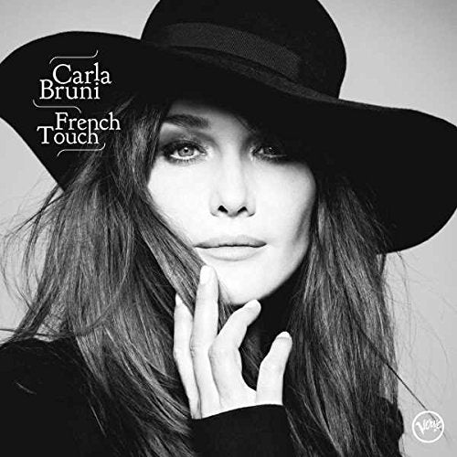 Black and white album cover featuring Carla Bruni wearing a wide-brimmed hat and touching her face.
