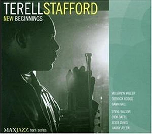 "Album cover with a black and white photo of a man holding a trumpet."