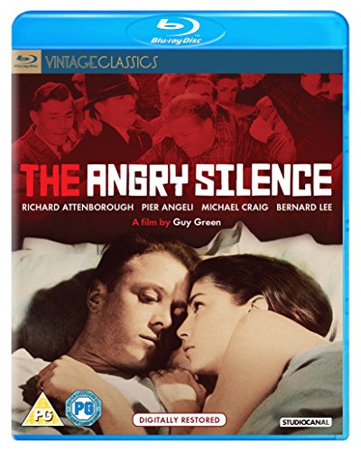 Blu-ray cover for "The Angry Silence" featuring distressed figures in red tones.