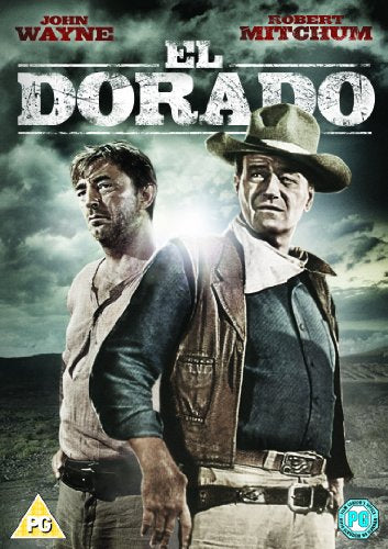 “El Dorado” DVD cover featuring John Wayne and Robert Mitchum as cowboys.