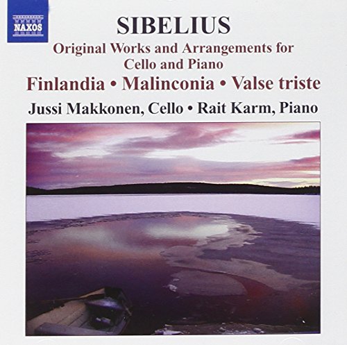 "CD cover featuring serene lake at dusk with boat, white background, and text."