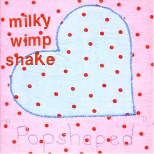 Heart-shaped CD cover for “Milky Wimpshake - Popshaped” with red polka dots.