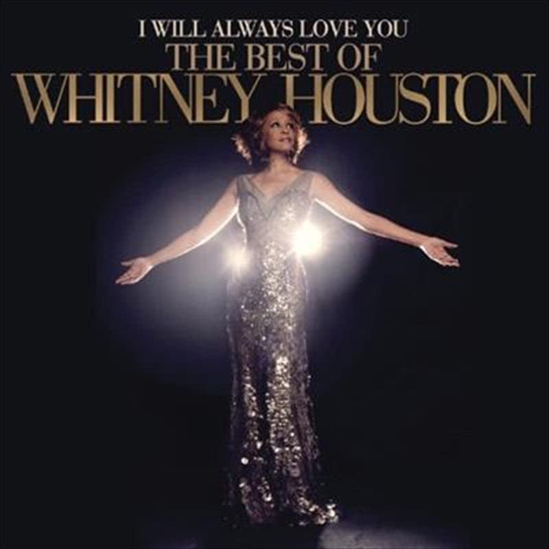 Whitney Houston album cover, featuring her in a sparkling gown with arms outstretched.
