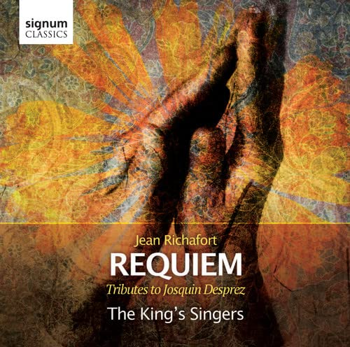 CD cover for “Richafort: Requiem” by The King’s Singers, hands and floral design.