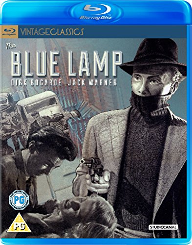 Blu-ray cover for "The Blue Lamp" featuring a man with a gun.