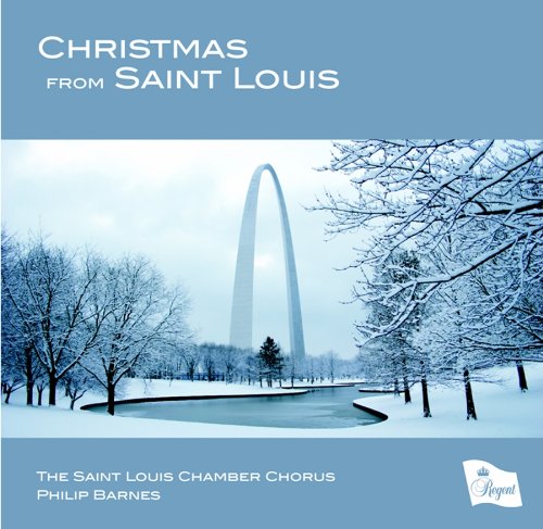 "Album cover featuring the Gateway Arch in a snowy landscape, blue-toned."