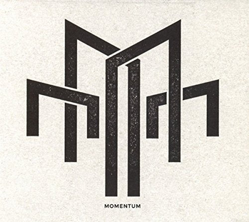 Album cover with stylized 'M' logo and 'MOMENTUM' text on beige background.