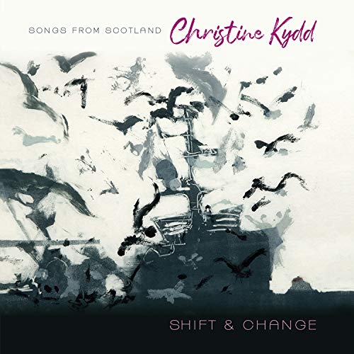 "Album cover with abstract black and white painting and pink artist name."