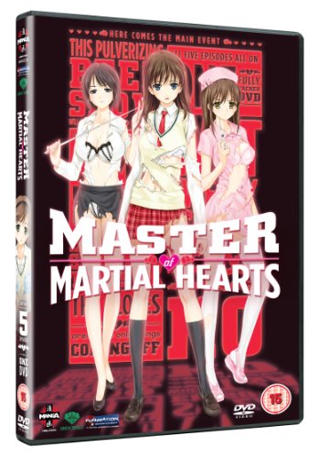 DVD cover for "Master of Martial Hearts" featuring three anime women.