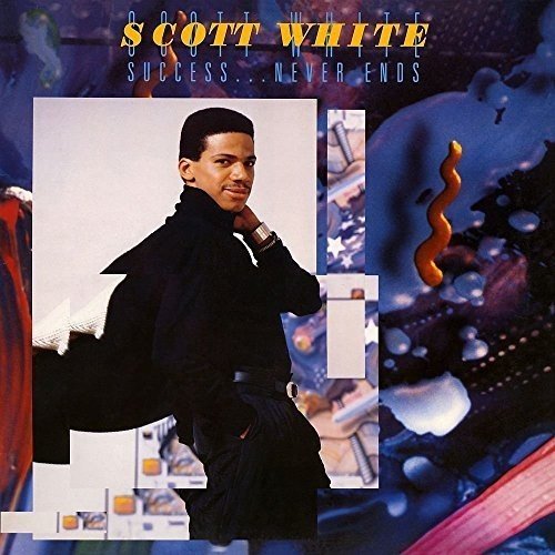 "Album cover featuring a man in black, with abstract background and torn paper effect."