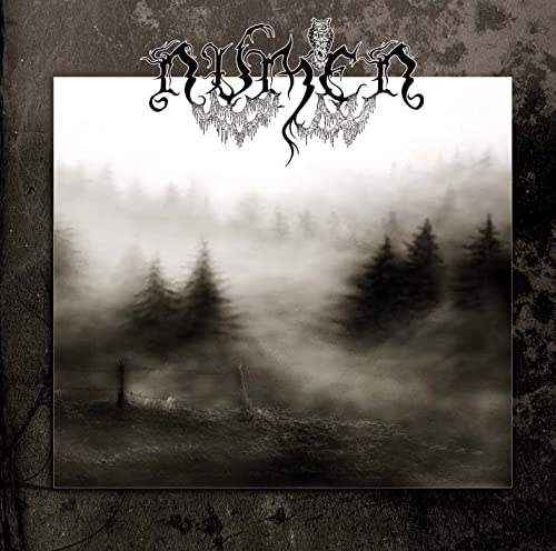 Dark forest landscape with ornate, gothic band name "Numen" overlayed.