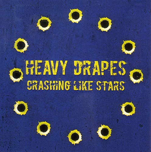 Blue album cover with yellow bullet hole designs and band/album title.
