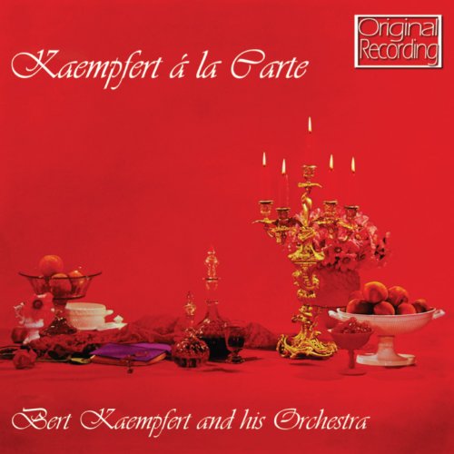Bert Kaempfert album cover with red background, candelabra, and fruit bowls.
