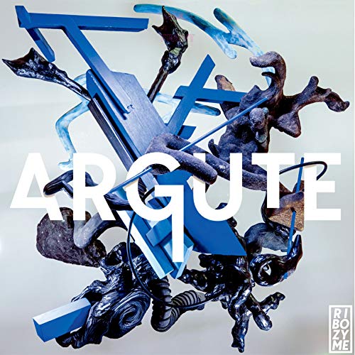 Album cover for Ribozyme’s “Argute” featuring abstract blue and black sculpture.