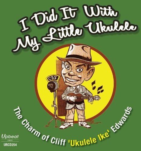 "CD cover art featuring cartoon man playing ukulele, green background, and white and yellow text."