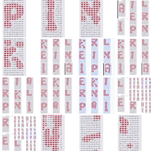 The image shows a grid of text-based images with the words "ARIEL PINK" prominently displayed. For accessibility purposes, a suitable alt text could be: "Grid of text images spelling 'ARIEL PINK' in red letters."