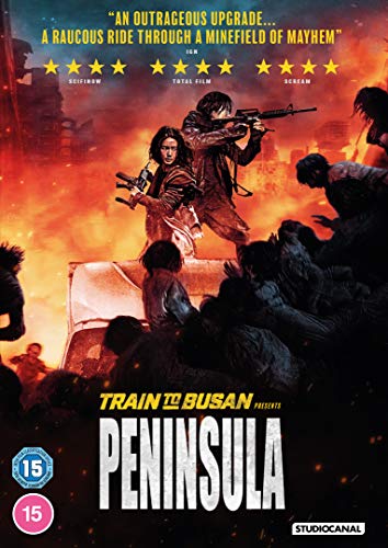 DVD cover for "Train to Busan Peninsula" showing figures amid zombies.