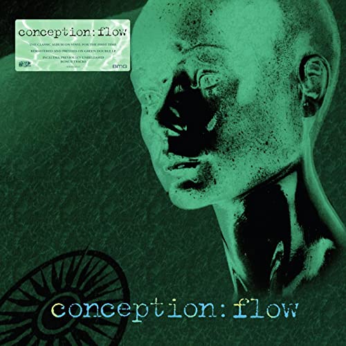 Green vinyl record cover featuring a distorted human face portrait.