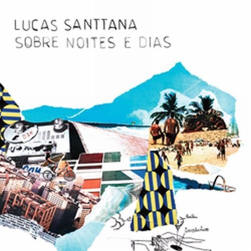 "Album cover with collage of city and beach scenes, yellow and blue stripes."