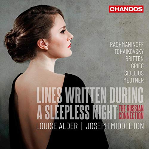 CD cover featuring a woman in a black dress, album title, and composers’ names.