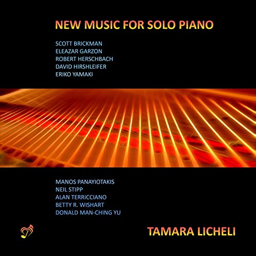CD cover for “Licheli” with red and orange abstract piano key design.