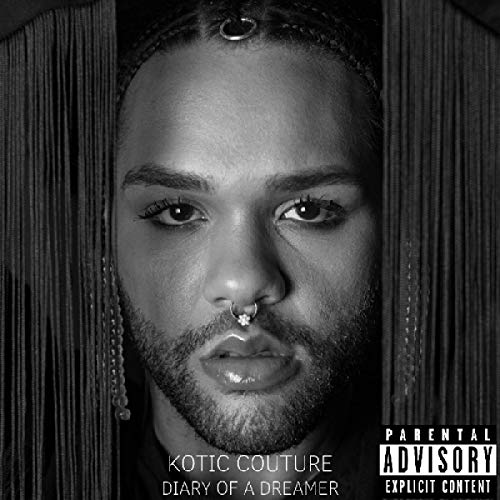 Black and white album cover featuring a man with braids and facial piercings.
