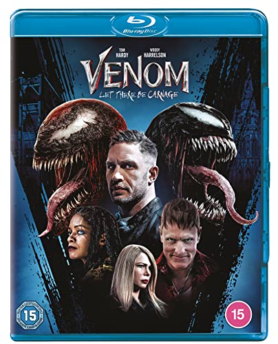 Venom: Let There Be Carnage" Blu-ray cover featuring Eddie Brock and Venom.