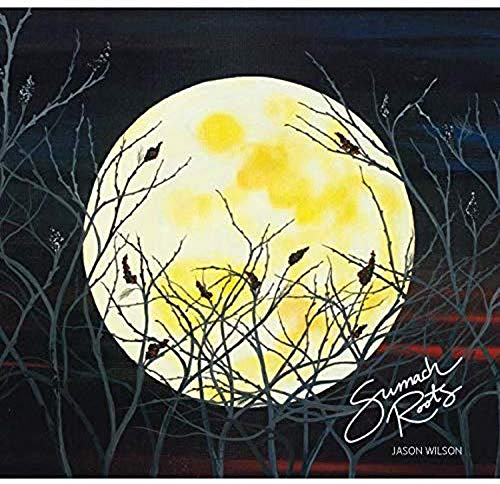 "Album cover art: full moon with birds on bare branches, dark background, artist and album name."