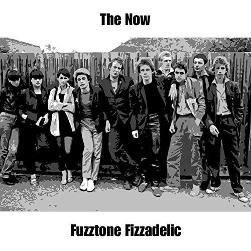Black and white photo of a band, "The Now," with album title below.