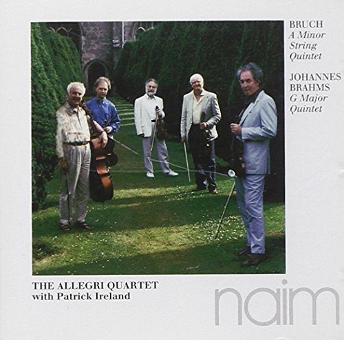 CD cover featuring five men with string instruments on a grassy area.