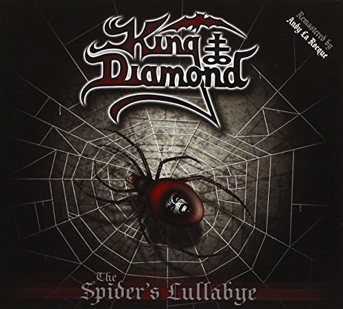 "Album cover featuring a red spider in a web with 'King Diamond' text."