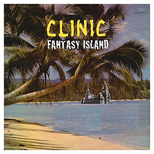 Album cover featuring palm trees, a beach, and a castle in the water.