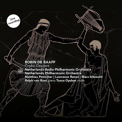 CD cover depicting ancient Greek figures with lyre, titled “Orphic Descent.”