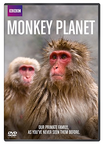 DVD cover for Monkey Planet featuring two Japanese macaques with red faces.