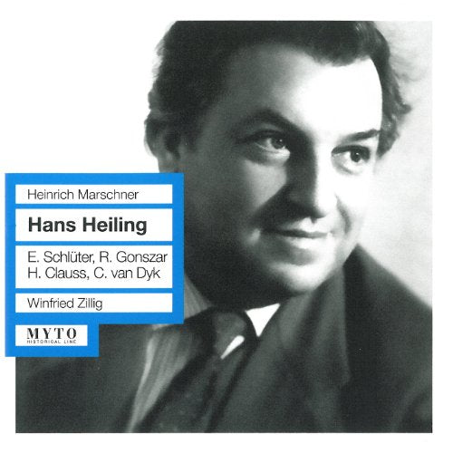 Black and white album cover with a man's portrait and blue text box.
