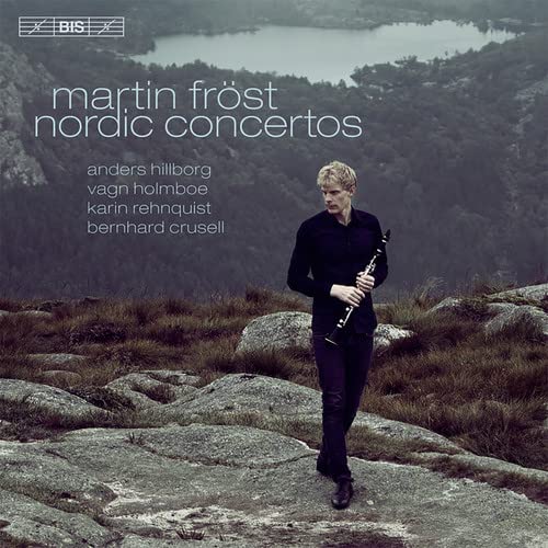 CD cover: clarinetist Martin Fröst in a Nordic landscape.