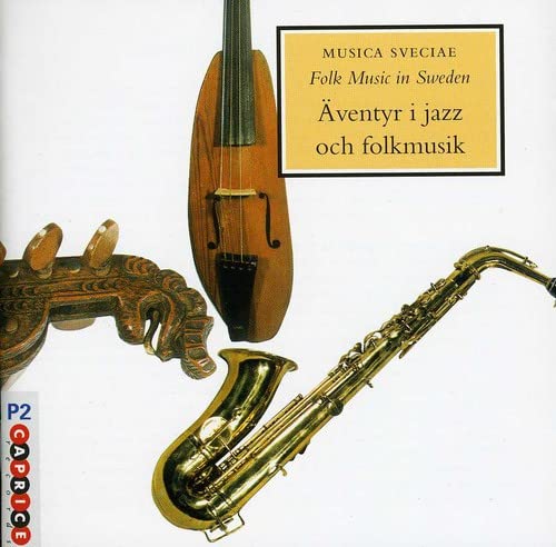 CD cover featuring a nyckelharpa, saxophone, and carved wooden details.