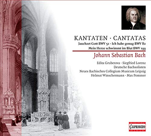 CD cover for Bach cantatas featuring a church interior and portrait.