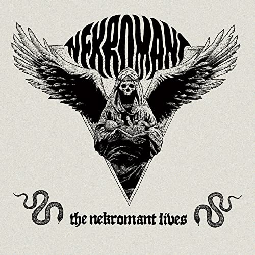 Black and white album cover featuring a hooded skeleton with wings.