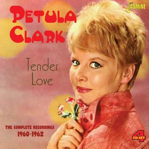 "CD cover featuring Petula Clark holding flowers, with red and yellow text and background."