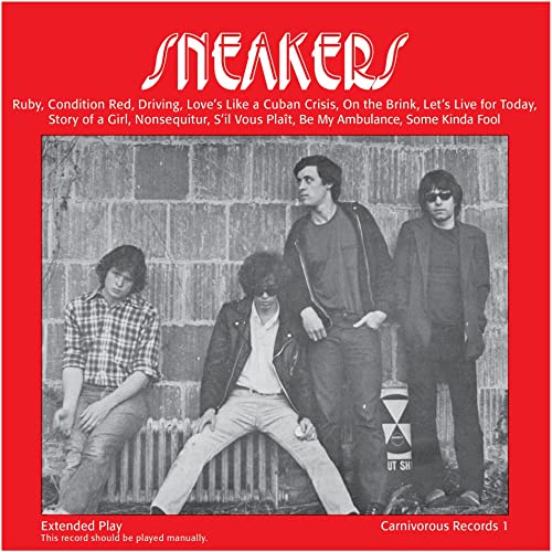 CD cover for the band Sneakers, featuring a black and white photo of four men.