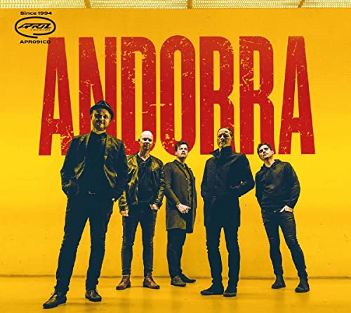 CD cover for Andorra featuring a band of five men in dark clothing.
