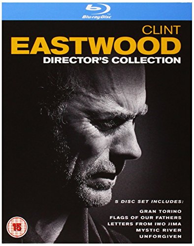 Clint Eastwood's profile on a black Blu-ray case with yellow and white text.