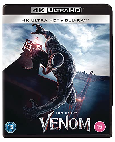 Venom Blu-ray cover featuring the character crawling on a rooftop.