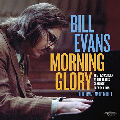 Bill Evans at piano, album cover for “Morning Glory” concert recording.