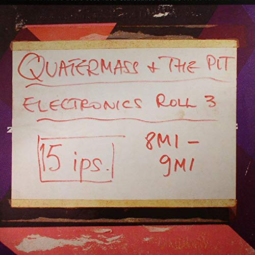 Vinyl album cover featuring a white label with red handwritten text and geometric background.