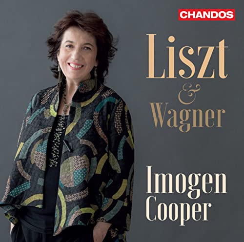 CD cover featuring pianist Imogen Cooper and text “Liszt & Wagner”.