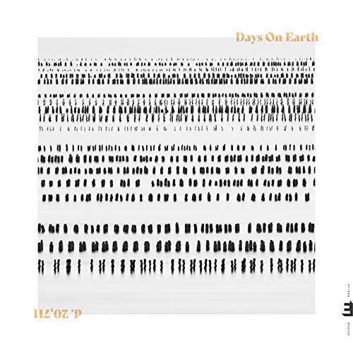 "Album cover with 'Days on Earth' title, featuring rows of black silhouettes on white background."