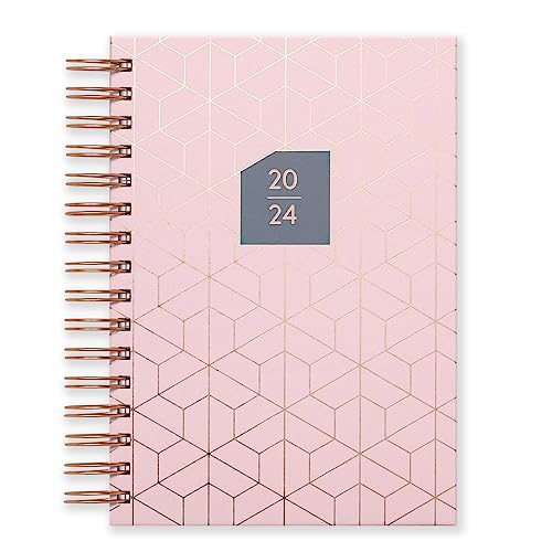 Matilda Myres 2024 Diary - A5 Day a Page - Rose Gold Wiro Bound - January to December Planner - Rose Gold Design - Hardback Covers (Pink 2024)